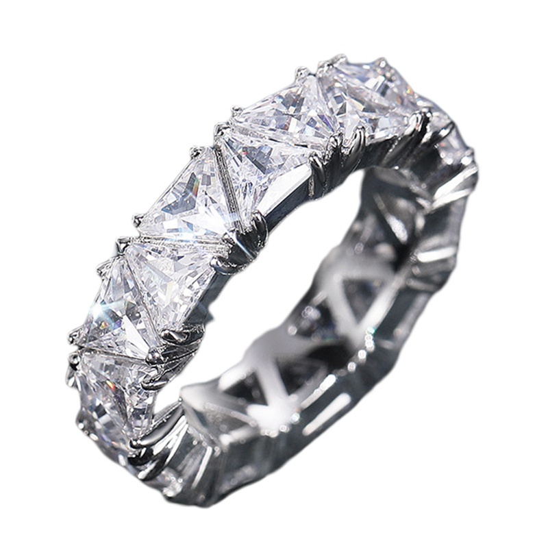 Gorgeous Women Promise Eternity Rings Geometric Triangle White Cubic Zirconia Stone Wedding Engagement Jewelry