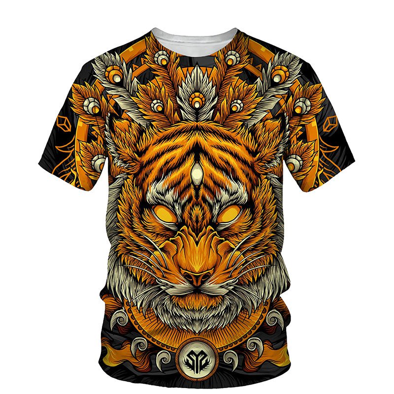 Ferocious Animal 3D Print Men T-shirt 2021 Summer O Neck Short Sleeve Tees Tops 3D Style Male Clothe