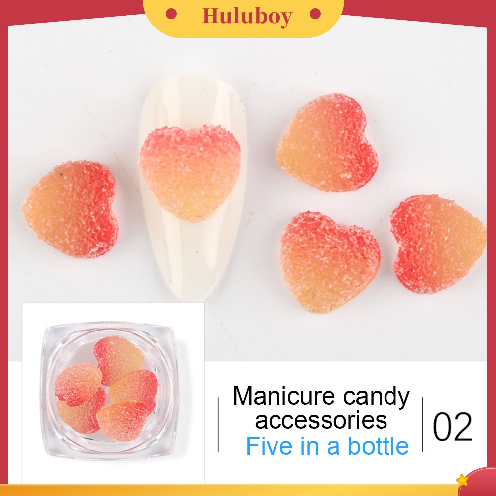 Huluboy Huluboy♡ 2 Kotak Aksesoris Dekorasi Nail Art Bentuk Hati Warna Campur