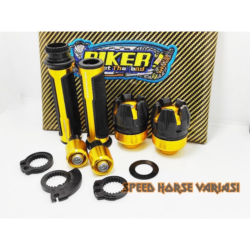 Paket 3in1 Handgrip baracuda+jok biker+jalu As universal