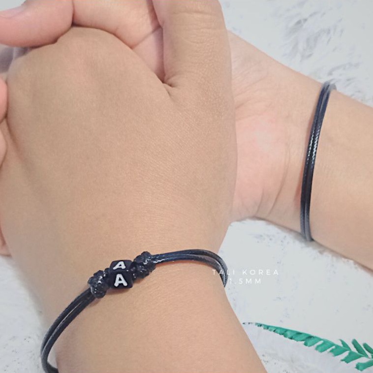 cod GELANG INISIAL DADU SINGLE SLIDE ( tali korea anti air ) GELANG COUPLE INISIAL NAMA | GELANG CUS