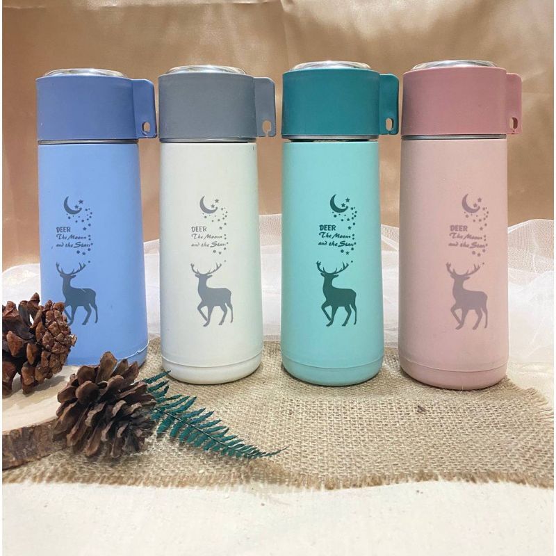 botol kaca motif rusa / botol minum kaca deer rusa / botol minum / botol minum rusa / botol / 450ml