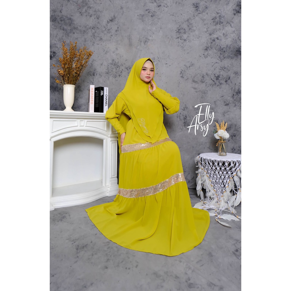 ADIBA SET KHIMAR SYARI CERUTY BABYDOLL ORI BY ELLYARSY DRESS RENDA MEWAH PESTA HAJATAN