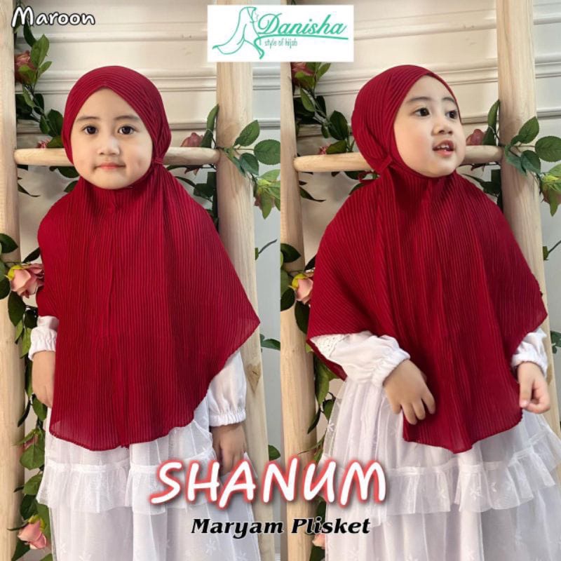 SHANUMA Hijab anak bergo full plisket