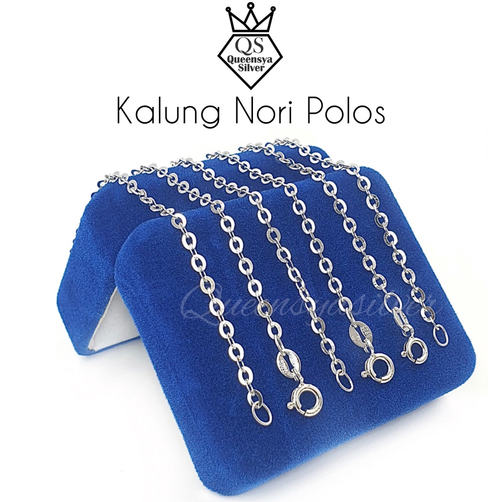 Kalung Perak Pria Wanita Silver Asli 925 || Lapis Emas Putih || Model NORI HOLLO KILAT || Panjang 35/42/45/50/60 cm || Perhiasan Perak Pria Wanita Anak Dewasa