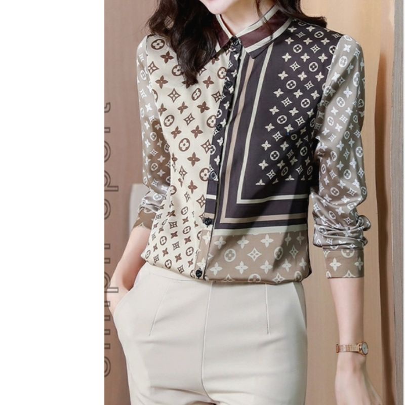 MDLV ~ 5751# Louisa Printed Shirt Kemeja ELVI Kemeja Premium Kemeja Korean style Kemeja Import Kemeja Lengan Panjang Fashion Import