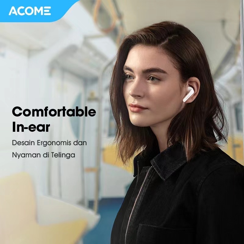 TWS Acome Q1 Headset Earphone Bluetooth 5.3 ENC Call Noise Reduction Ultra Light 3.5 Gram - Garansi Resmi 1 Tahun