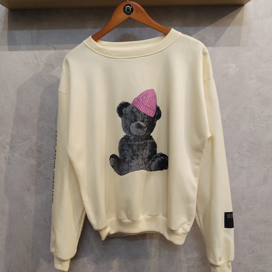 NOT FROM PARIS SHIRT SWEATER CREWNECK BAHAN FLEECE (MR) BEAR BERUANG COLLECTION