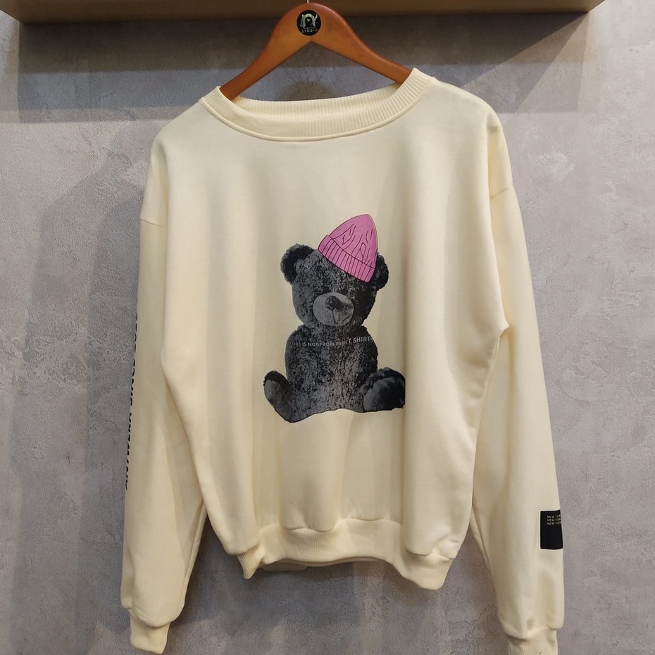 NOT FROM PARIS SHIRT SWEATER CREWNECK BAHAN FLEECE (MR) BEAR BERUANG COLLECTION