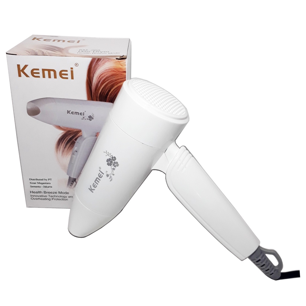 Kemei KM-368 Hair Dryer Mini Lipat Travel Pengering Rambut