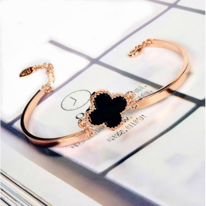 GELANG TITANIUM WANITA BRACELET CLOVER FASHION KOREA