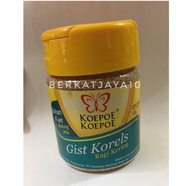 Gist Korels Ragi Kering Koepoe koepoe kupu kupu 65 gr