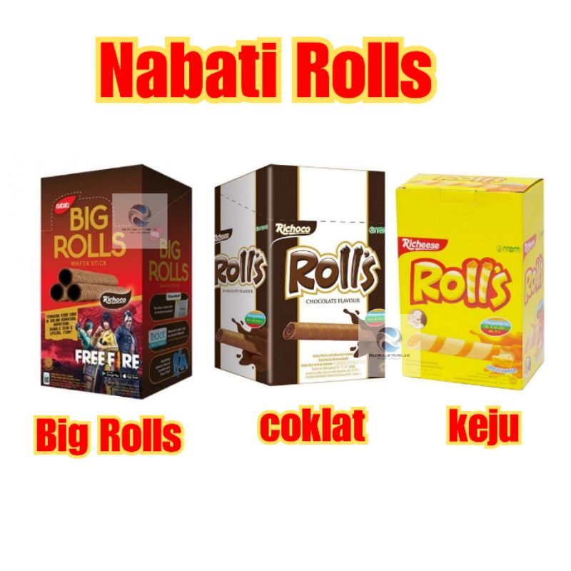 Richeese nabati rolls keju / richoco nabati rolls coklat / nabati big rolls 18gr