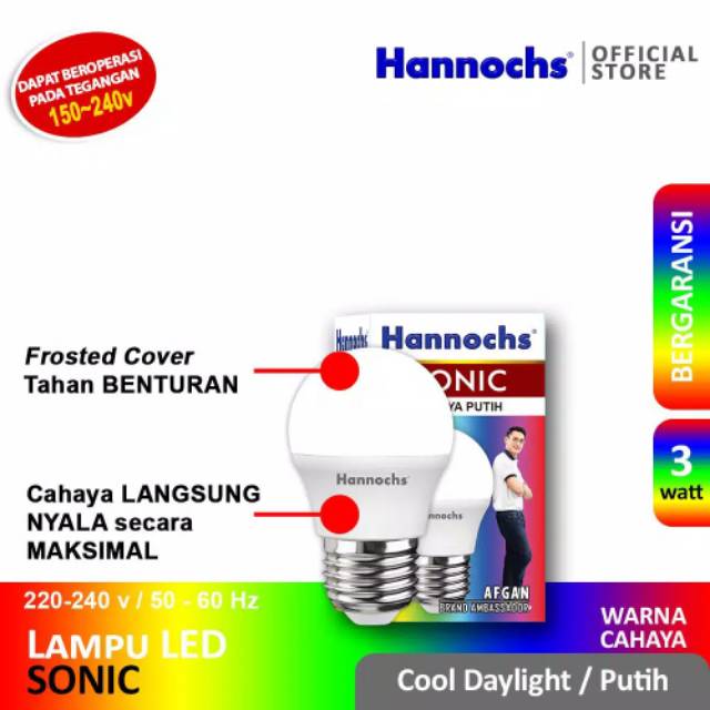 Lampu Led Hannochs Sonic 3 watt 3w putih