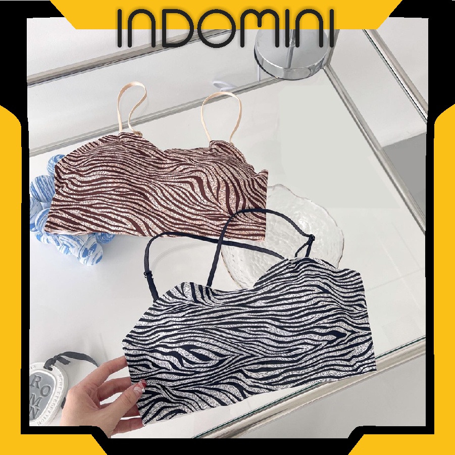 INDOMINI B074 Bra Crop Top Tanktop Printed Zebra Tank Top Korean Import
