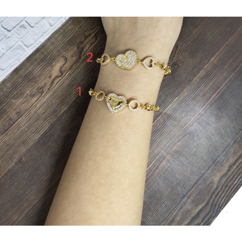 Fifi Fashion gelang tangan nori ukir kombinasi love full mata model perhiasan lapis emas G13