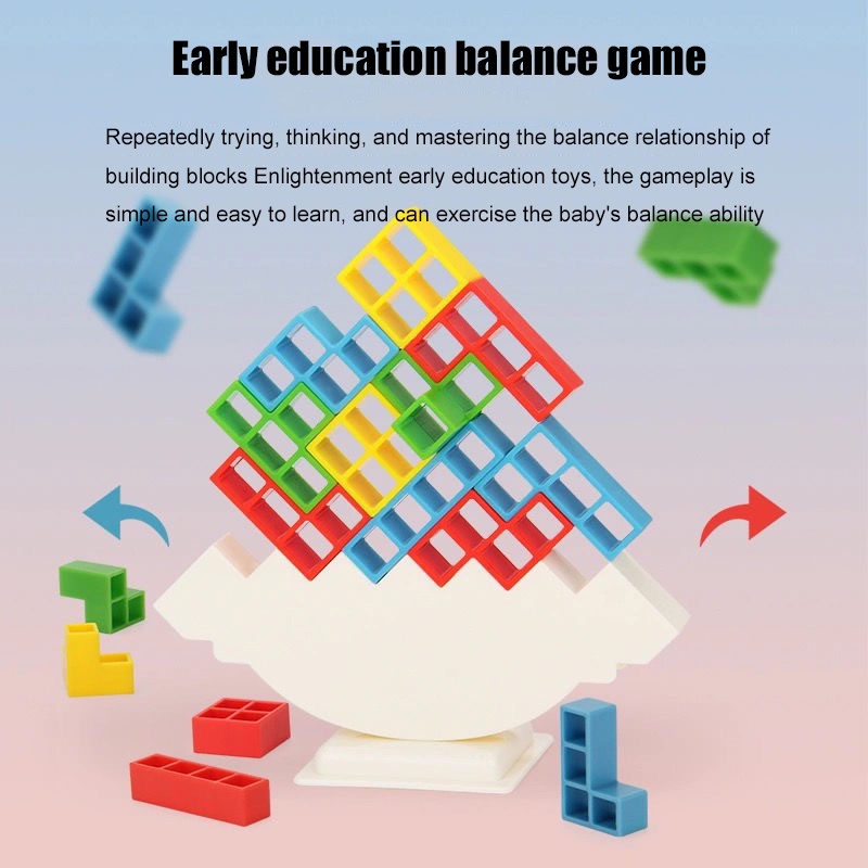 Mainan Puzzle Balok Bangunan Menara Tetra Tetris Balance DIY Untuk Anak