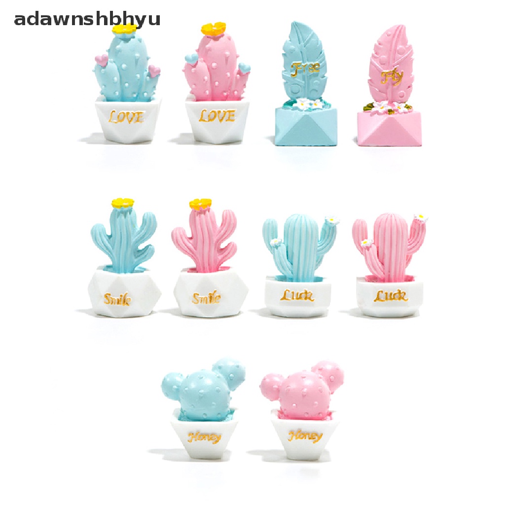 [adawnshbhyu] 10gaya Ornamen Kaktus Resin Patung Miniatur Aksesoris Lucu Dekorasi