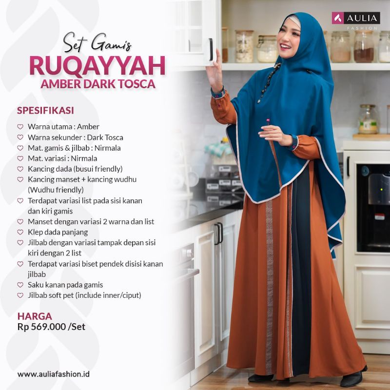 gamis set hijab aulia fashion RUQAYYAH AMBER dark tosca