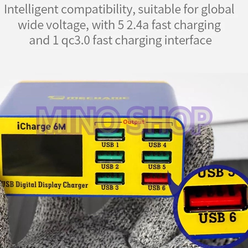 ADAPTOR SMART CHARGER MECHANIC ICHARGE 6M QC3.0 FAST CHARGING 6 PORT