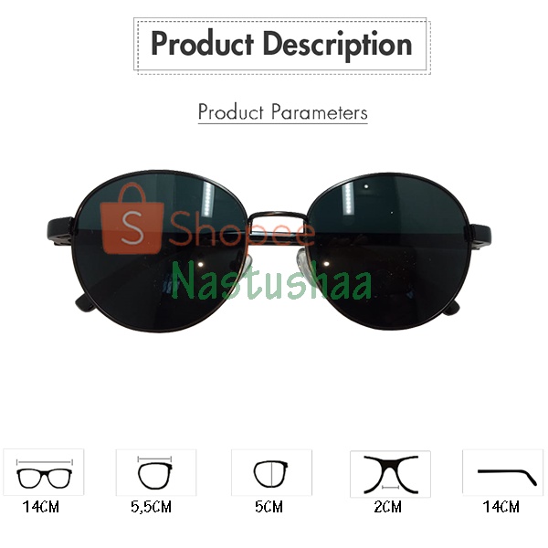 Kacamata Hitam Fashion ala Korea / Kacamata Retro Glasses Style Trendy / Kaca Mata Anti UV Wanita Pria Bulat Oval FREECASE