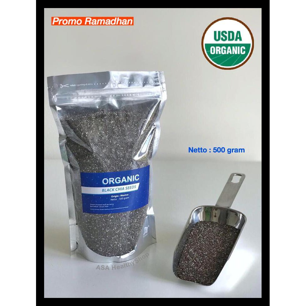 

Organic Black Chia Seeds Mexico 500 Gram -Organic Chiaseed / Chia Seed Terlengkap