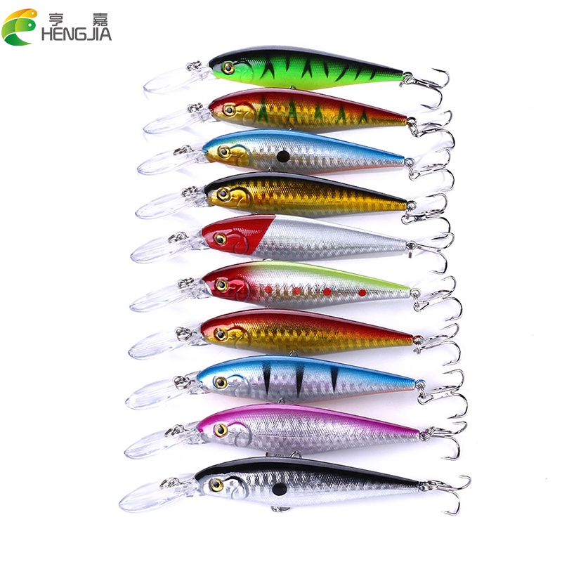 Hengjia 10Pcs Umpan Pancing Crankbait Bentuk Ikan Kecil 11cm / 10g