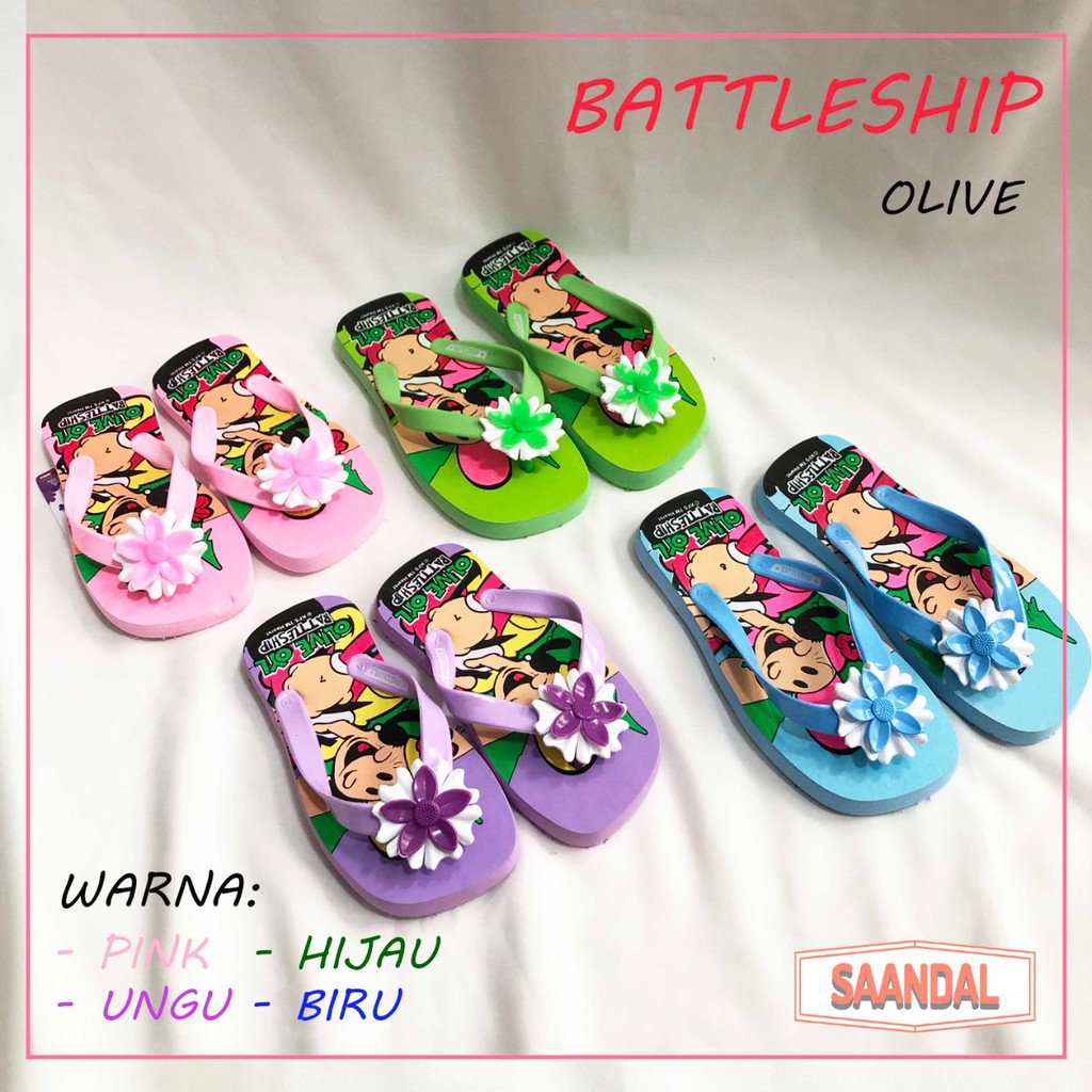 Sandal Jepit Anak Perempuan Warna Battleship Olive Oyl (Bisa Eceran)