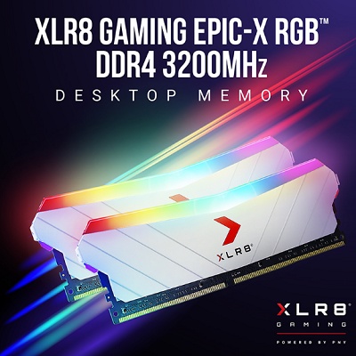 PNY XLR8 DDR4 16GB Kit 8GB x 2 PC 3200 EPIC X RGB Gaming Memory 16 GB