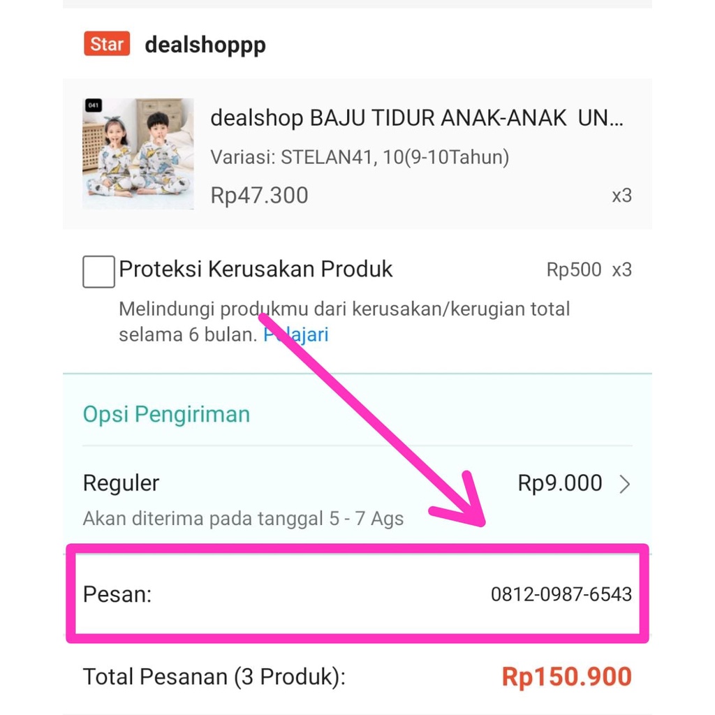 dealshop BAJU TIDUR ANAK-ANAK  UNTUK 1-10Tahun