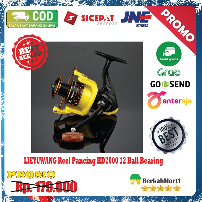 LIEYUWANG Reel Pancing HD7000 12 Ball Bearing - Black/Yellow