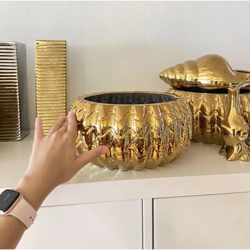 Vas Gold keramik untuk dekorasi meja / Vas Bunga Gold