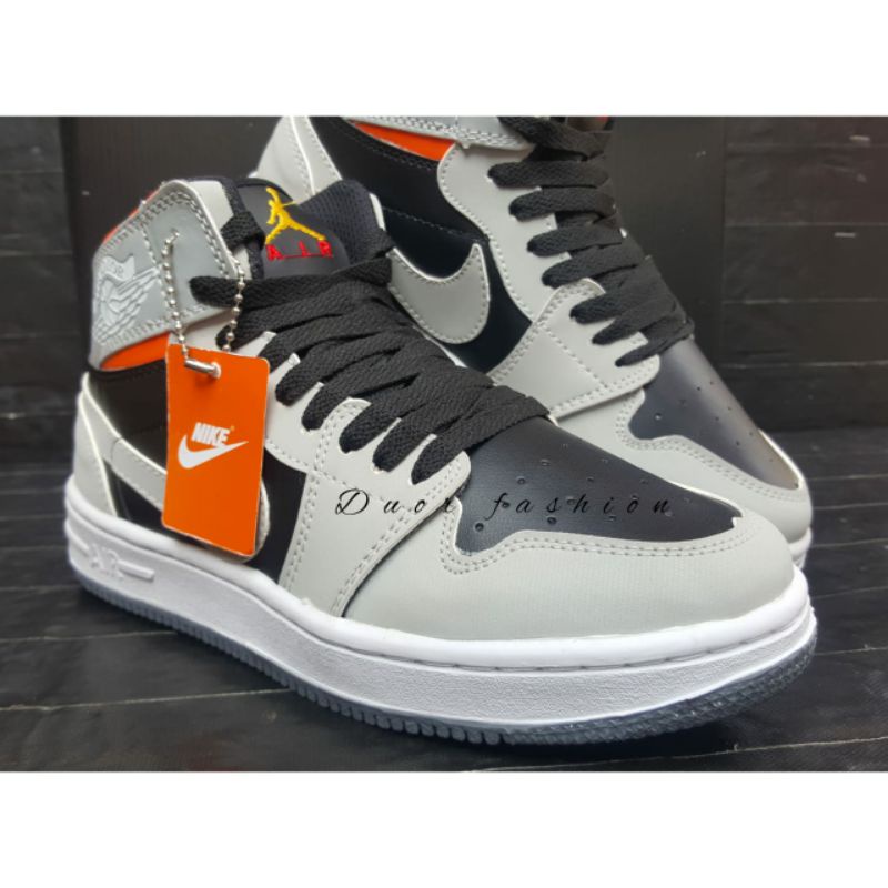 Sepatu KETS Nik* Jord*n Grey/Darkgrey SNEAKERS kekinian masa kini | sepatu kets pria dan wanita | Sneakers terbaru dan termurah kualitas PREMIUM