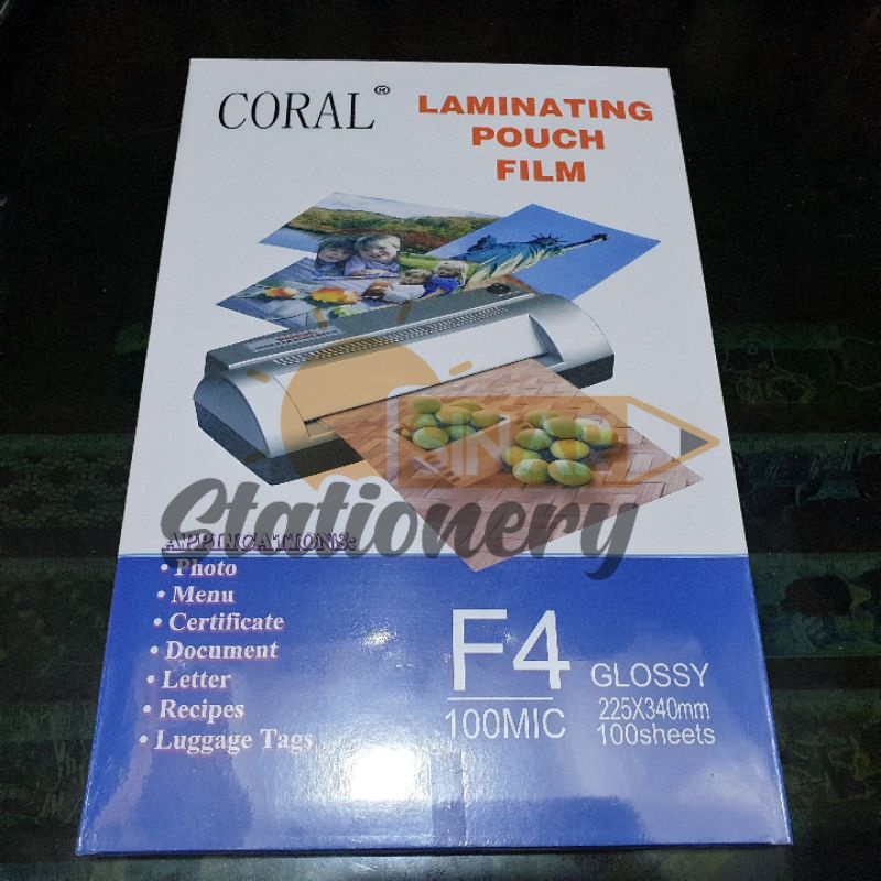 

Plastik laminating f4 coral 1pak isi 100pc