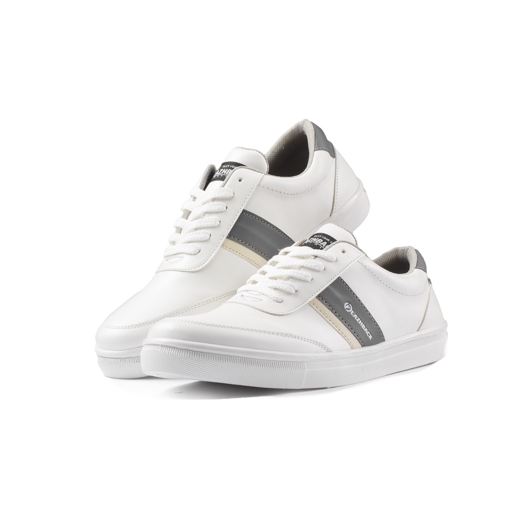 FLAZHBACK WHITE GREY - Sepatu Sneakers Pria Casual Original - Snekers Pria
