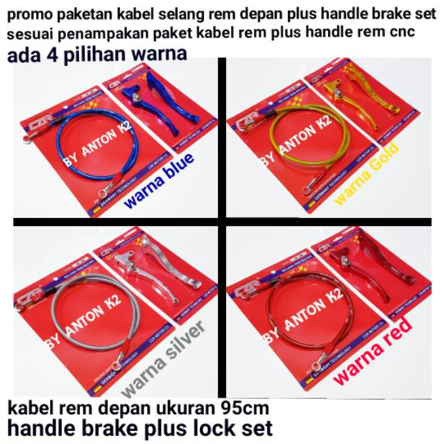 PAKET 2 ITEM/HANDLE REM-HANDEL BRAKE PAKET KABEL SELANG REM DEPAN VARIASI MOTOR MIO J/MIO FINO/X RID