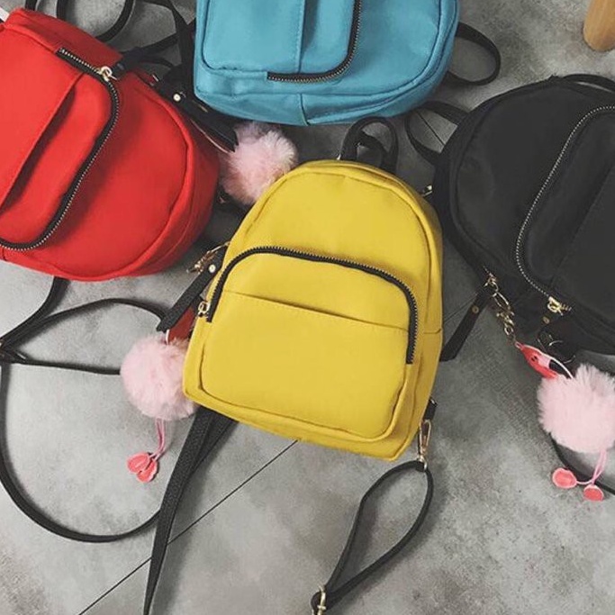 Tas Ransel Wanita Mini Yuqi Warna Polos Desain Simple - Ransel Bag Backpack Real Pict Trw