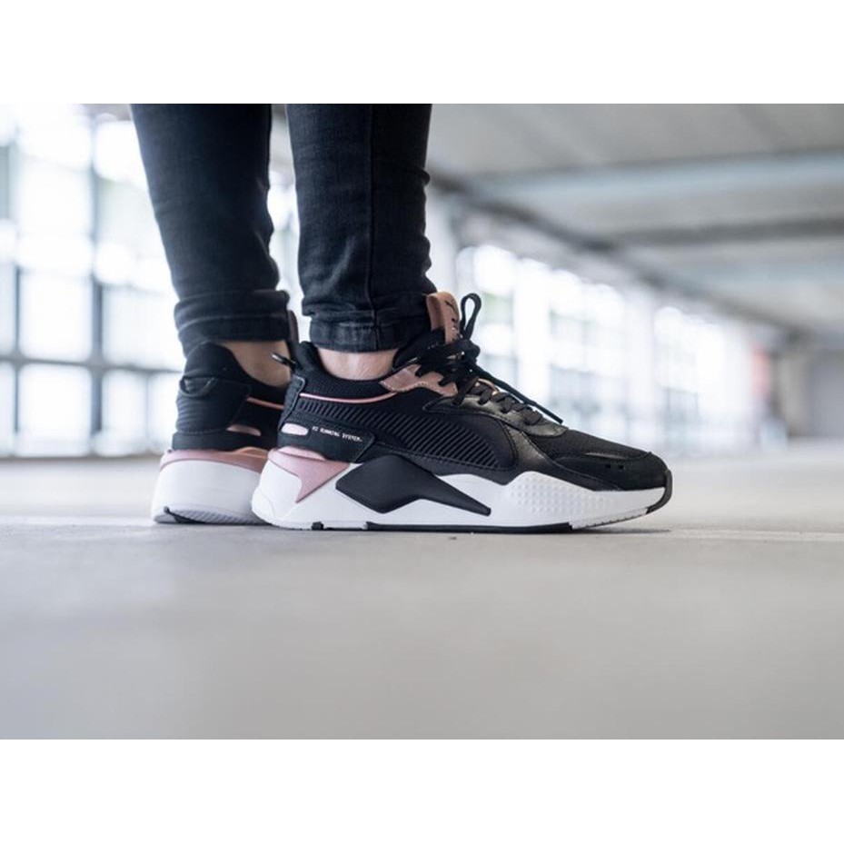 pink black and white puma shoes