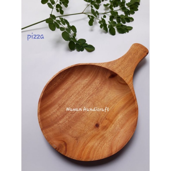 piring kayu/piring pizza/piring teflon/piring saji kayu mahoni 18cm