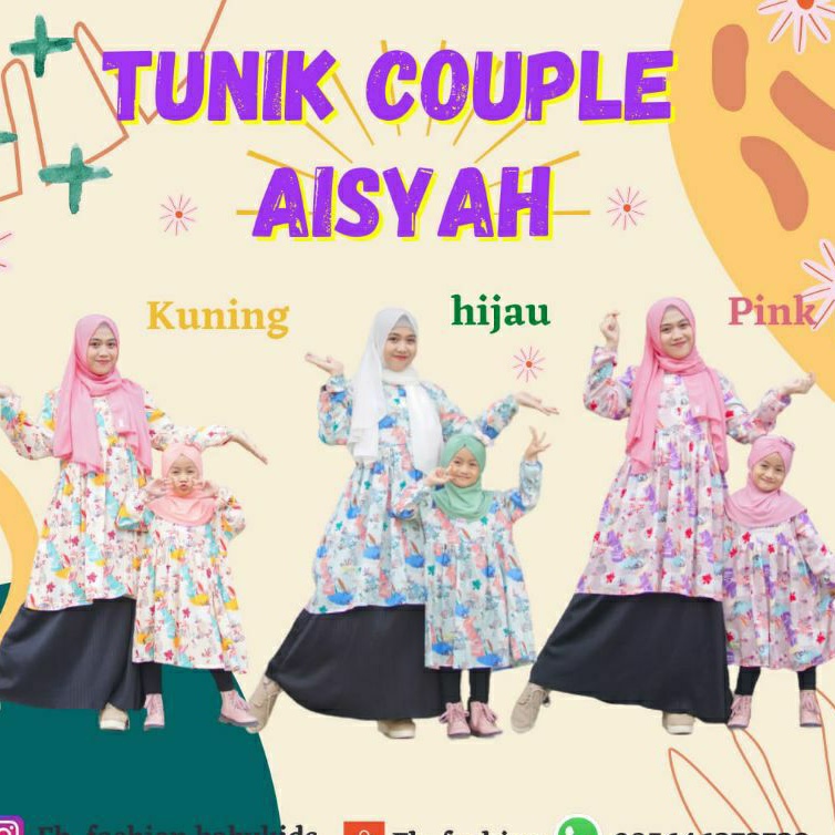 Baju Gamis dan tunik couple ibu dan anak mom and kids bahan katun jepang ORI Tokai dan Rayon viscose