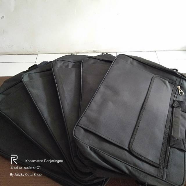 Obral Tas selempang Laptop Hitam Polos READY STOK