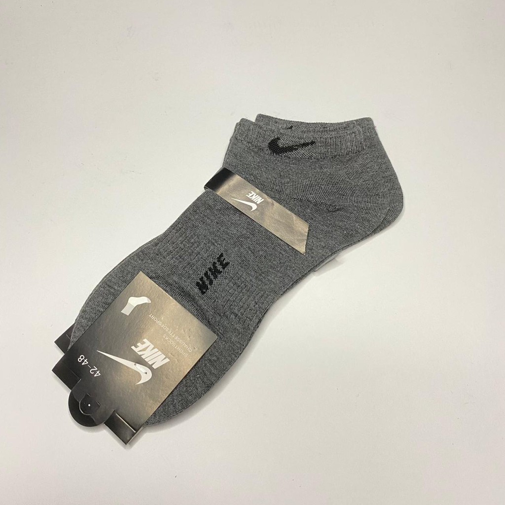 KAOS KAKI NIKE POLOS PRIA WANITA PENDEK TEBAL MOTIF ANTI SLIP GROSIR RESELLER COD SEMATA KAKI-ABU TUA