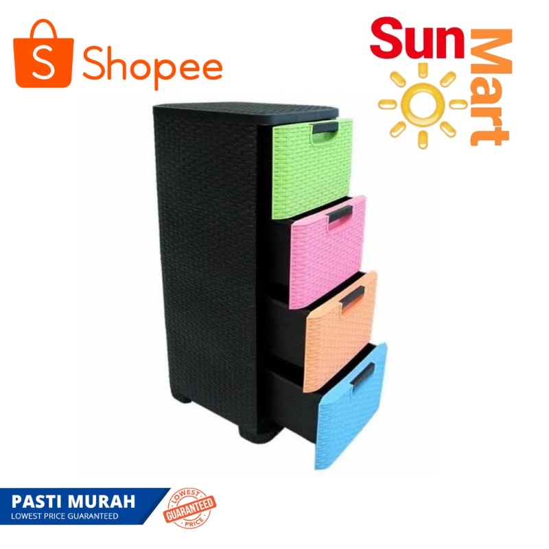 Hommy Trivia Susun 4 Kabinet Lemari Laci Drawer Cabinet Plastik Pakaian Baju