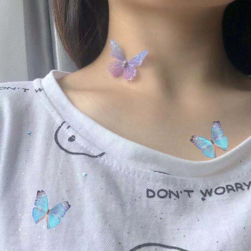 Memancing butterfly kerah tak terlihat kreatif rasa desain kalung elegan retro Super fairy kalung wa