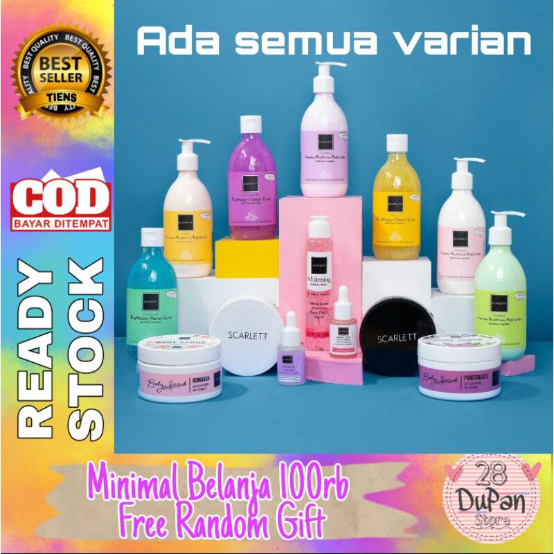 [LANGSUNG KIRIM] PAKET SCARLETT WHITENING SERUM , BODY LOTION , SCRUB DAN FACIAL WASH | COD SATUAN