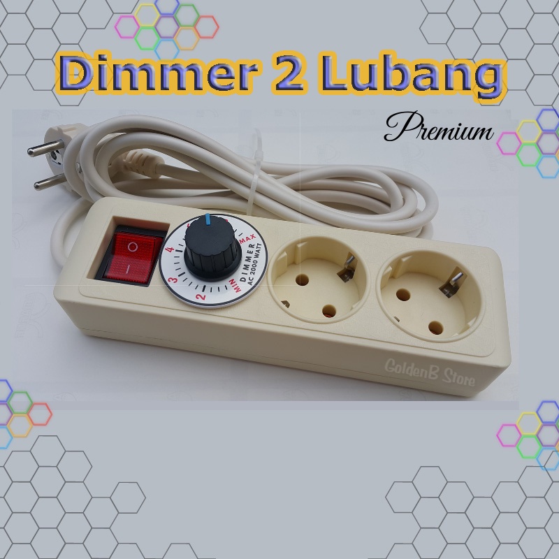 Dimmer SCR 2000w Pengatur Kecepatan Gerinda Stop Kontak 2 Lubang Kabel 3 mtr