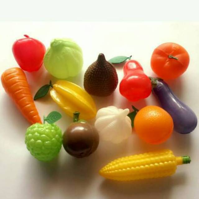 Mainan anak aneka macam buah dan sayur plastik