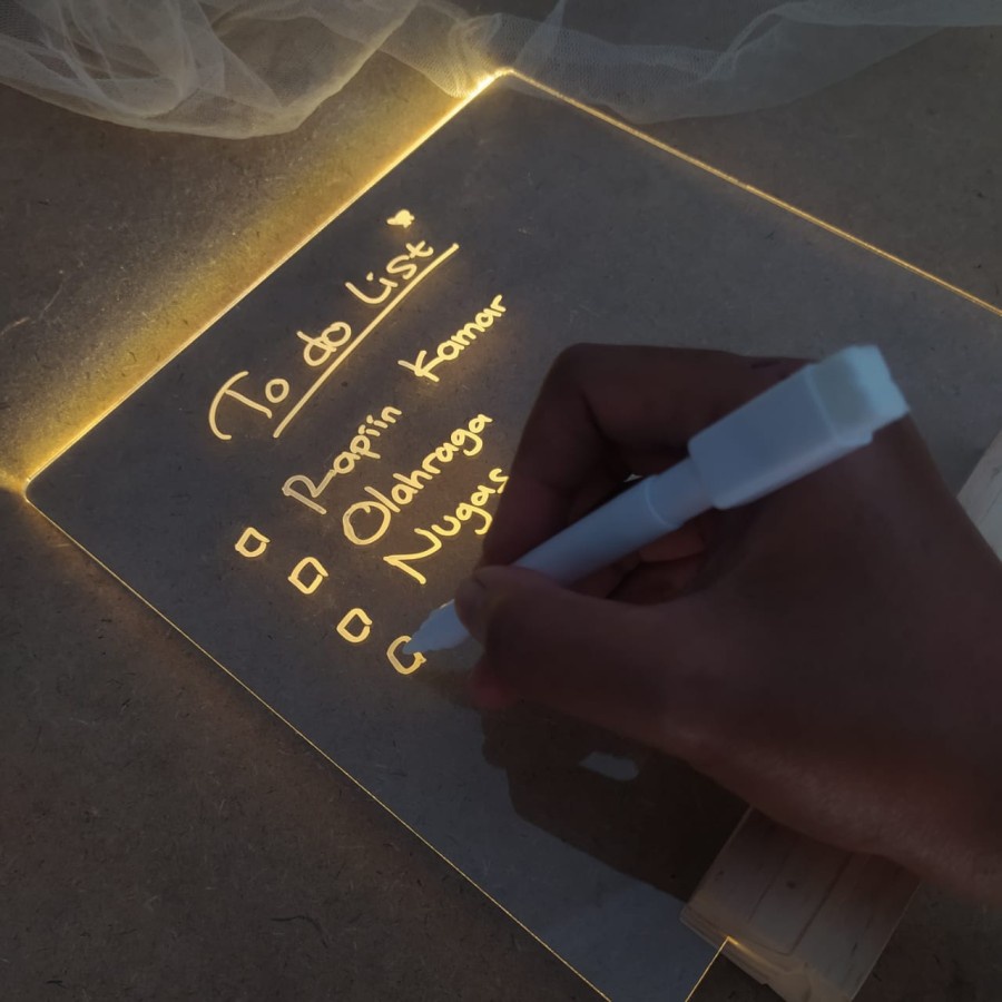

Papan Tulis Kaca Mini | Transparant Glass Memo LED 20 x 20 cm