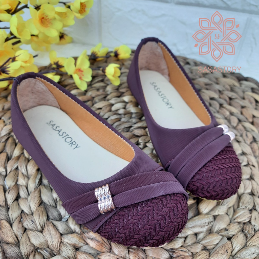 SEPATU FLATSHOES ANAK PEREMPUAN GARIS SAMPING 3 4 5 6 7 8 TAHUN HA13