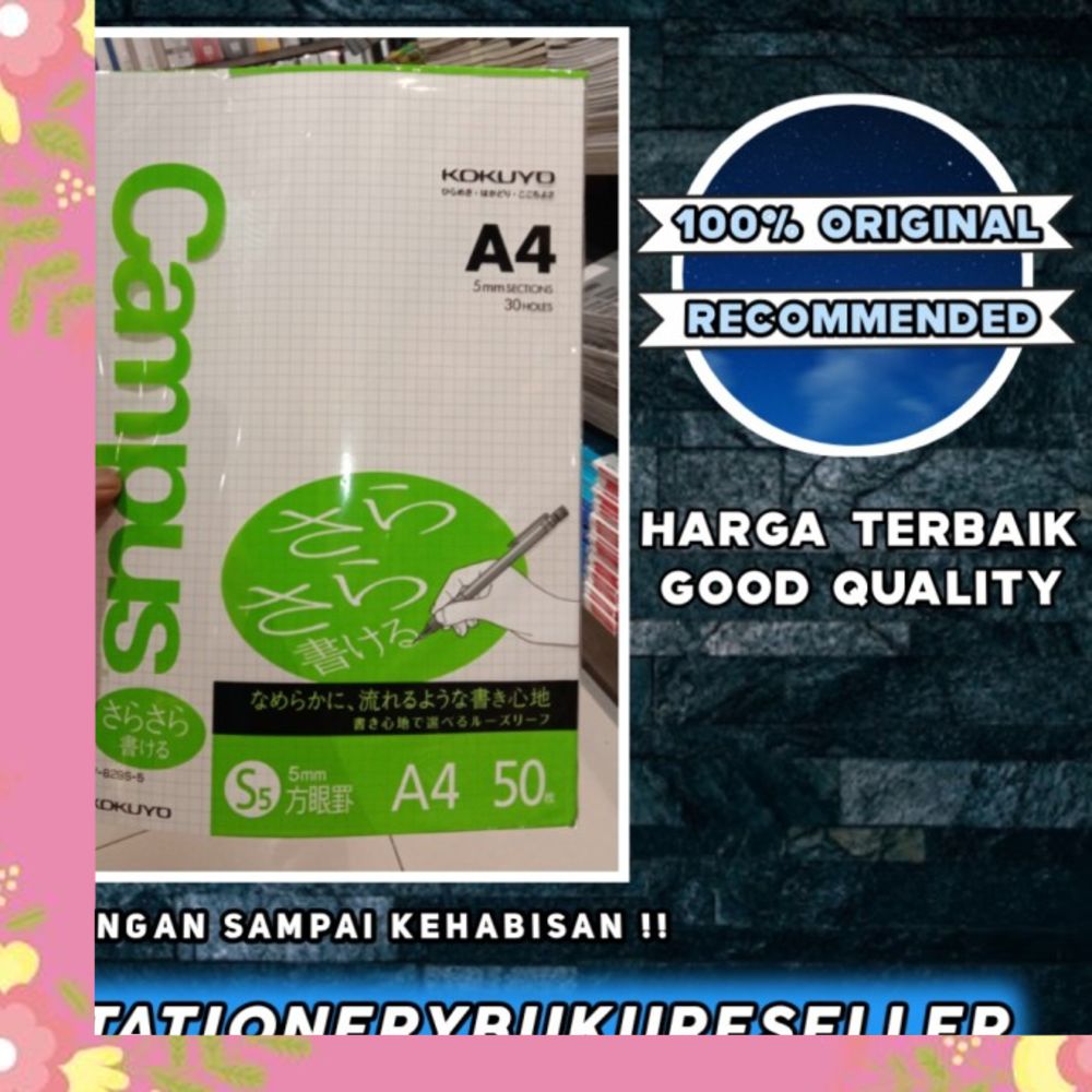

Kokuyo campus loose leaf A4 kotak kotak isi 50